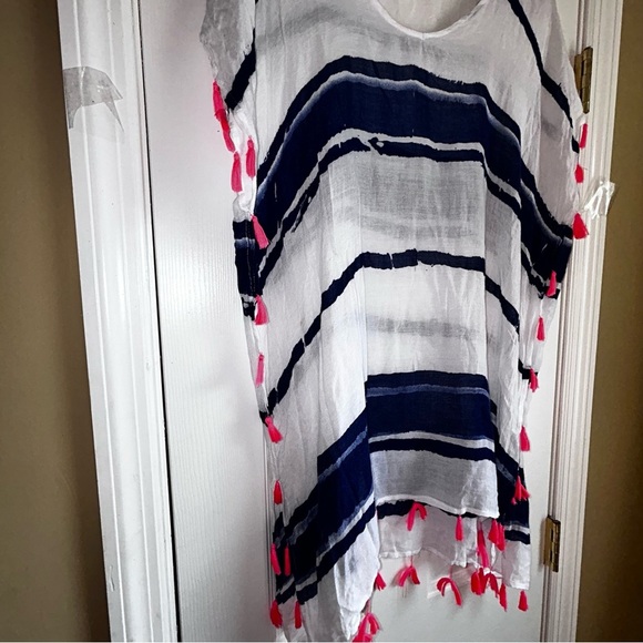 Surf Gypsy Blue and Pink Tassel Tunic Size L - Picture 2 of 4